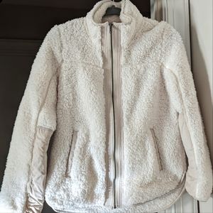 Abercrombie & Fitch White Satin Trim Sherpa Jacket size Small